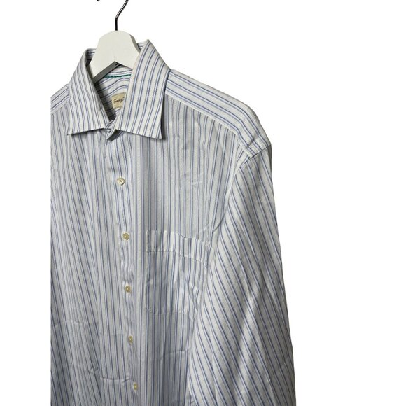 Tommy Bahama Mens Large Long Sleeve Stripe Button Down Shirt Blue White - Picture 5 of 12